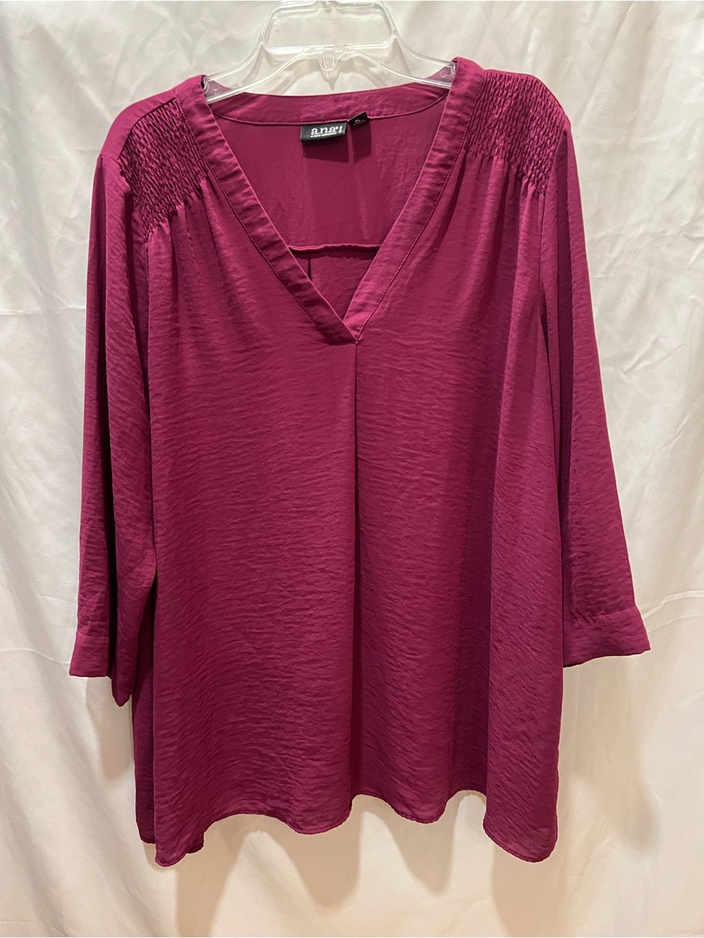a.n.a Plum V-Neck Tunic with Shirred Shoulders